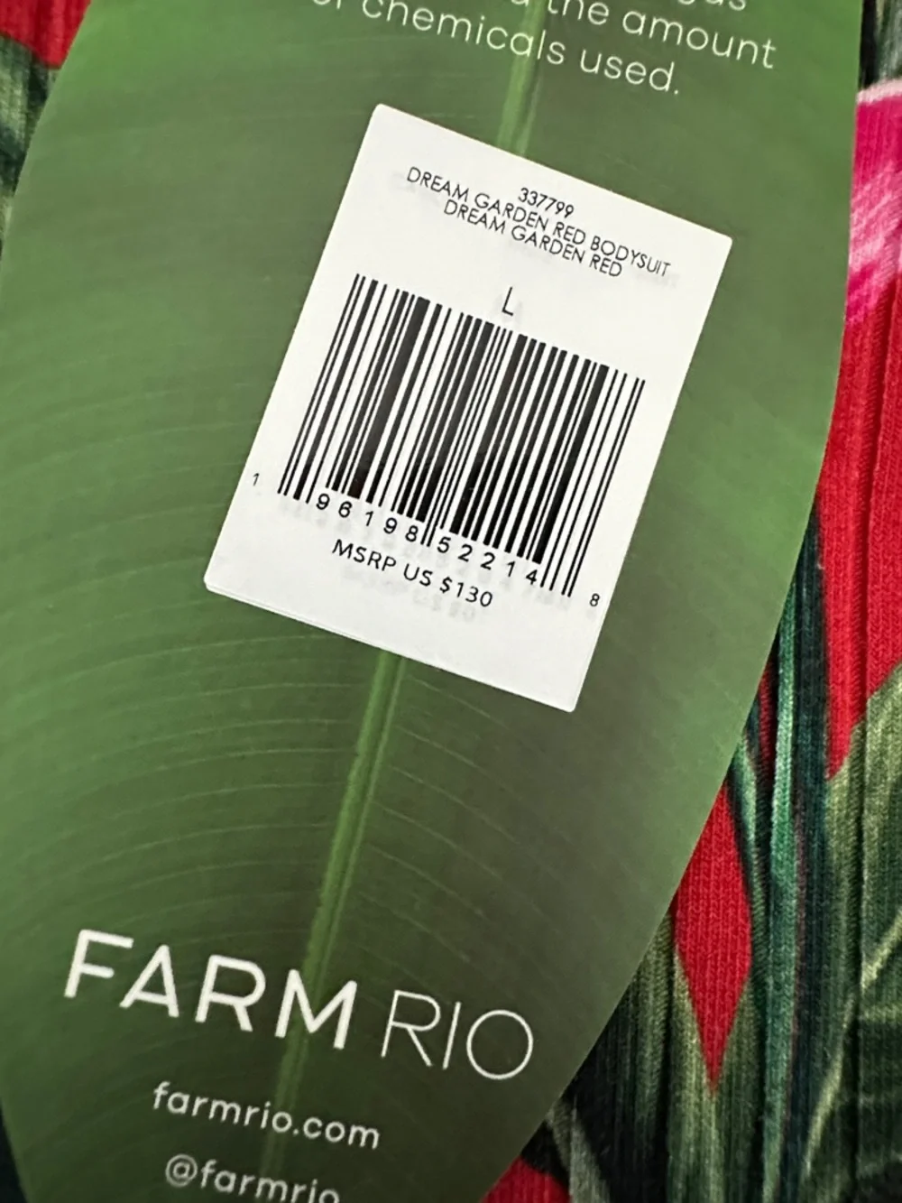 FARM Rio Red Ribbed Tropical Print Bodysuit - Picture 3 of 8
